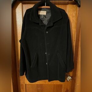 Black Men's Button Pea Coat Jacket